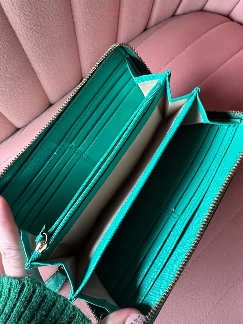 Coach Teal Zip Wallet with Front Pocket